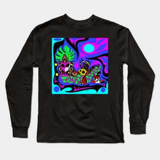 chak mool alien in aztec shoes pattern ecopop Long Sleeve T-Shirt